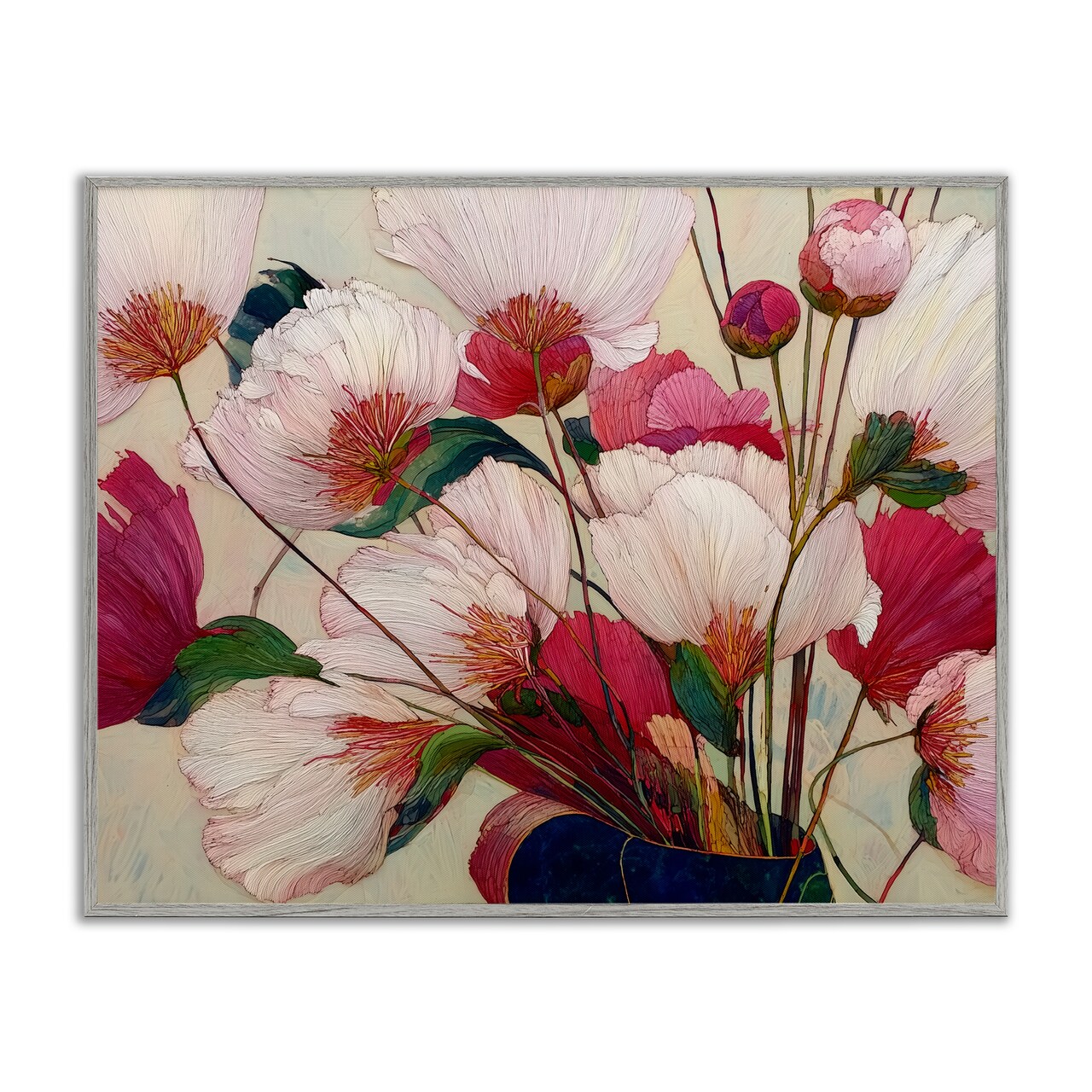Stupell Industries Lush Haiku Pink & White Flowers Framed Giclee, design by Annabelle Hall